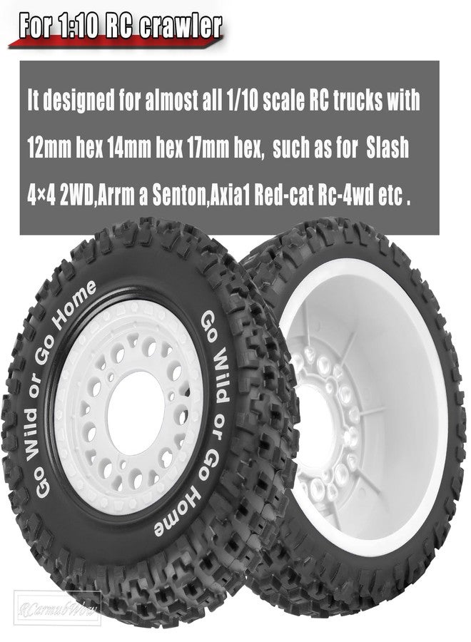 RcarmubWow 12mm/14mm/17mm Hex RC Wheels and Tires RC Truck Tires for Slash 2WD 4×4,Arrm a Senton,Axia1,Rc 4wd,Red cat,Short Course Truck Tires Rubber Tyres,White - Image 2